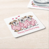 Gelukkige Valentijnsdag Engelse Bulldog Kartonnen Onderzetters (Schuin)