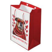 Gelukkige Valentijnsdag Engelse Bulldog Medium Cadeauzakje (Voorkant Gekanteld)