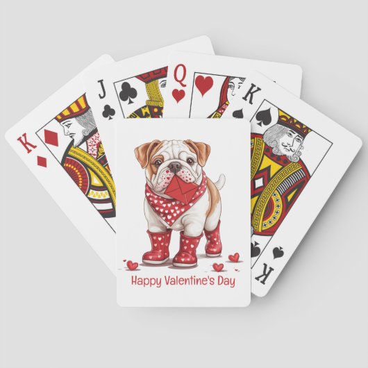 Gelukkige Valentijnsdag Engelse Bulldog Pokerkaarten (Achterkant)