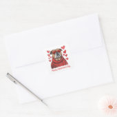 Gelukkige Valentijnsdag Engelse Bulldog Vierkante Sticker (Envelop)