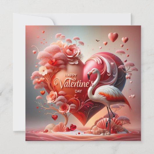 Gelukkige Valentijnsdag Flamingo Feestdagenkaart (Voorkant)