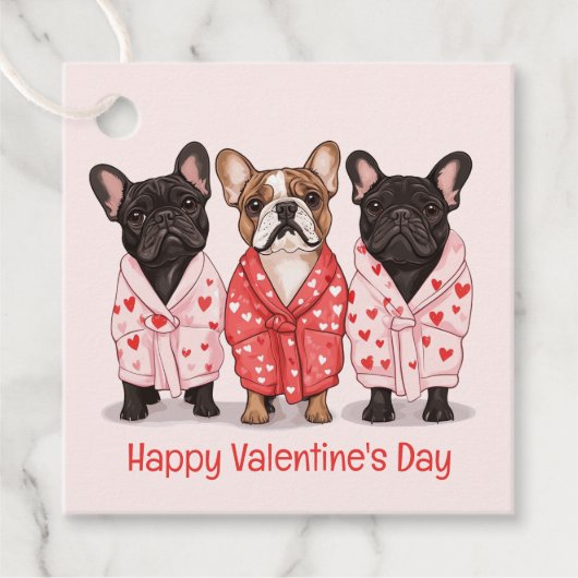 Gelukkige Valentijnsdag Franse Bulldog Bedankjes Labels (Voorkant)