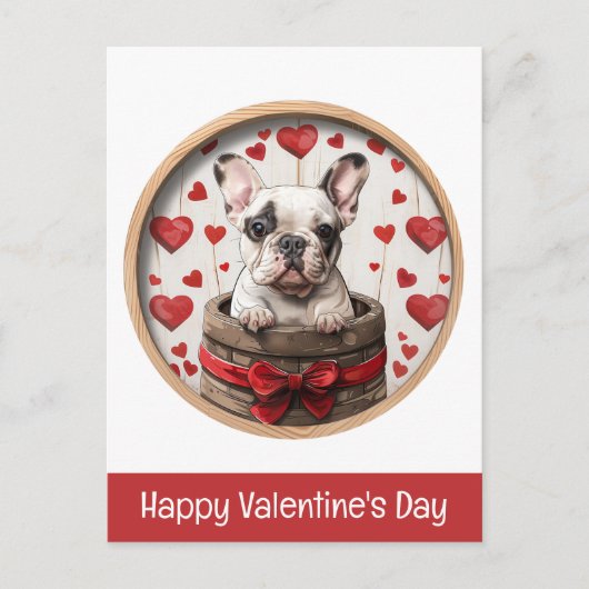 Gelukkige Valentijnsdag Franse Bulldog Briefkaart (Voorkant)
