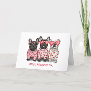 Gelukkige Valentijnsdag Franse Bulldog Feestdagen Kaart