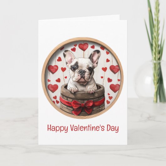 Gelukkige Valentijnsdag Franse Bulldog Feestdagen Kaart (Voorkant)