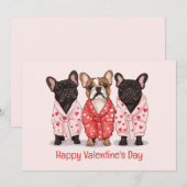 Gelukkige Valentijnsdag Franse Bulldog Feestdagenkaart (Voorkant / Achterkant)