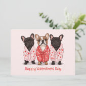 Gelukkige Valentijnsdag Franse Bulldog Feestdagenkaart (Staand voorkant)