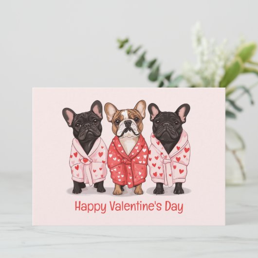 Gelukkige Valentijnsdag Franse Bulldog Feestdagenkaart (Staand voorkant)