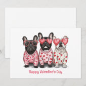 Gelukkige Valentijnsdag Franse Bulldog Feestdagenkaart (Voorkant / Achterkant)