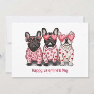 Gelukkige Valentijnsdag Franse Bulldog Feestdagenkaart