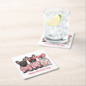 Gelukkige Valentijnsdag Franse Bulldog Kartonnen Onderzetters (Insitu)