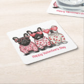 Gelukkige Valentijnsdag Franse Bulldog Kartonnen Onderzetters (Schuin)
