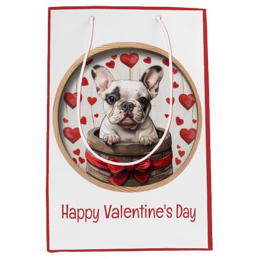 Gelukkige Valentijnsdag Franse Bulldog Medium Cadeauzakje (Voorkant)