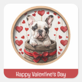 Gelukkige Valentijnsdag Franse Bulldog Vierkante Sticker