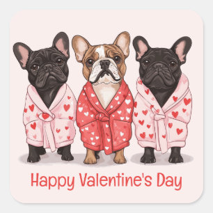 Gelukkige Valentijnsdag Franse Bulldog Vierkante Sticker