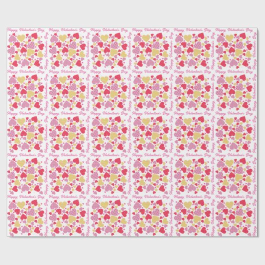 Gelukkige Valentijnsdag gekleurde hart collage Cadeaupapier (Vlak)