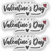 Gelukkige Valentijnsdag gekrabbeld Red Heart Scrip Sticker (Voorkant)