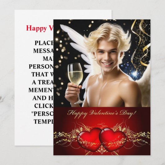 Gelukkige Valentijnsdag Gepersonaliseerde Gay Twin Feestdagenkaart (Voorkant / Achterkant)