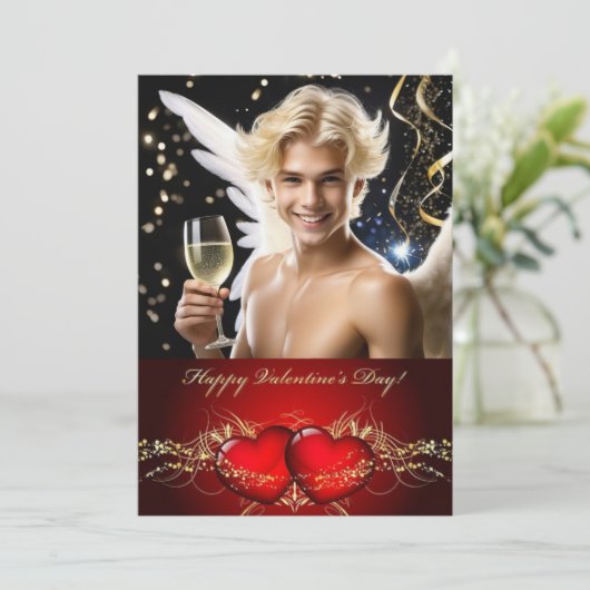 Gelukkige Valentijnsdag Gepersonaliseerde Gay Twin Feestdagenkaart (Staand voorkant)