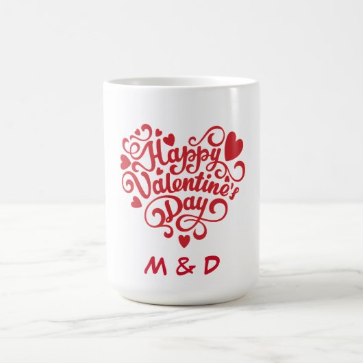 Gelukkige Valentijnsdag gepersonaliseerde monogram Magische Mok (Midden)