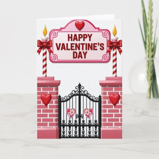 Gelukkige Valentijnsdag Gestreepte Kaart (Voorkant)