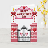 Gelukkige Valentijnsdag Gestreepte Kaart (Gele Bloem)