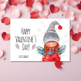 Gelukkige Valentijnsdag Girly Gnome met hart woord Feestdagenkaart