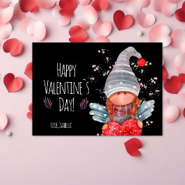 Gelukkige Valentijnsdag Girly Gnome met hart woord Feestdagenkaart