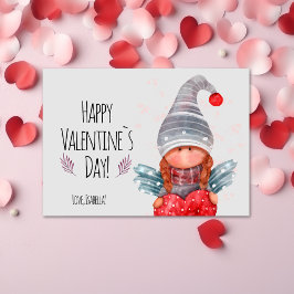 Gelukkige Valentijnsdag Girly Gnome met hart woord Feestdagenkaart