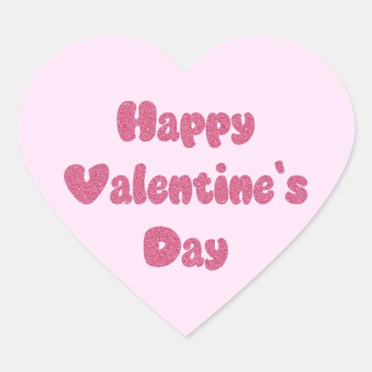 Gelukkige Valentijnsdag Glitter Hart Sticker (Voorkant)