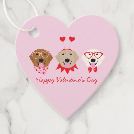 Gelukkige Valentijnsdag Golden Retriever Honden Bedankjes Labels (Voorkant)