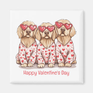 Gelukkige Valentijnsdag Golden Retriever Honden Magneet