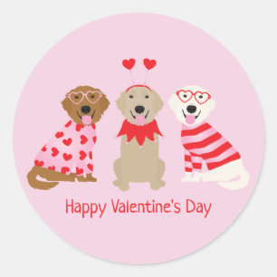 Gelukkige Valentijnsdag Golden Retriever Honden Ronde Sticker