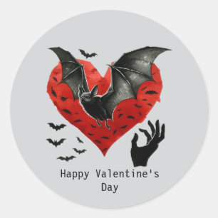 Gelukkige Valentijnsdag Gotische vleermuis Ronde Sticker