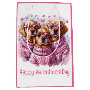 Gelukkige Valentijnsdag Goud Retriever Honden Medium Cadeauzakje
