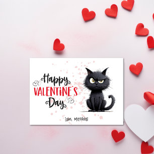 Gelukkige Valentijnsdag Grappige Pun Black Cat Feestdagenkaart