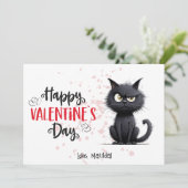 Gelukkige Valentijnsdag Grappige Pun Black Cat Feestdagenkaart (Staand voorkant)