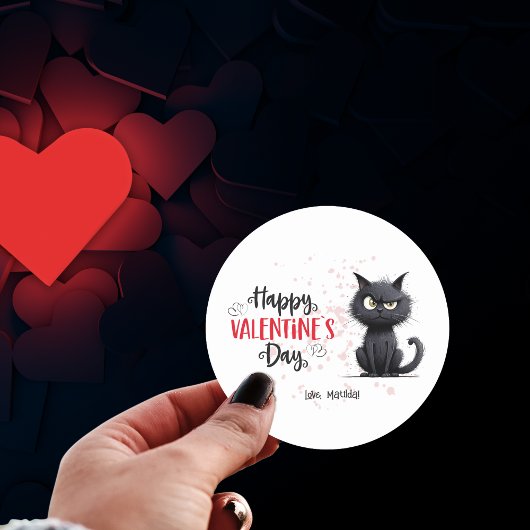 Gelukkige Valentijnsdag Grappige Pun Black Cat Ronde Sticker