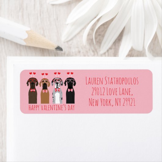 Gelukkige Valentijnsdag Grote Deen Honden Etiket (Insitu)