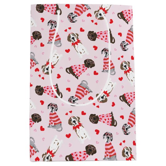 Gelukkige Valentijnsdag Grote Deen Honden Medium Cadeauzakje (Voorkant)