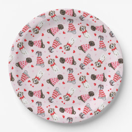 Gelukkige Valentijnsdag Grote Deen Honden Papieren Bordje