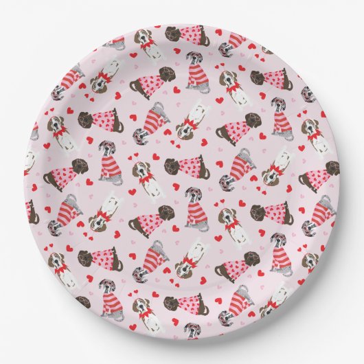 Gelukkige Valentijnsdag Grote Deen Honden Papieren Bordje (Voorkant)