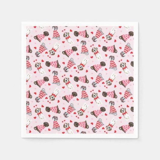 Gelukkige Valentijnsdag Grote Deen Honden Servet (Voorkant)