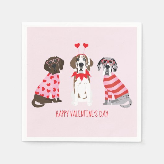 Gelukkige Valentijnsdag Grote Deen Honden Servet (Voorkant)