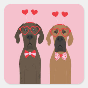 Gelukkige Valentijnsdag Grote Deen Honden Vierkante Sticker