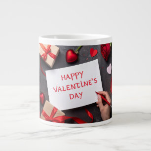 Gelukkige valentijnsdag grote koffiekop