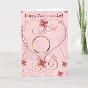 Gelukkige Valentijnsdag Hart Bloemen Foto Feestdagen Kaart