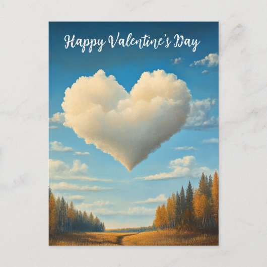 Gelukkige Valentijnsdag Hart Cloud Briefkaart (Voorkant)