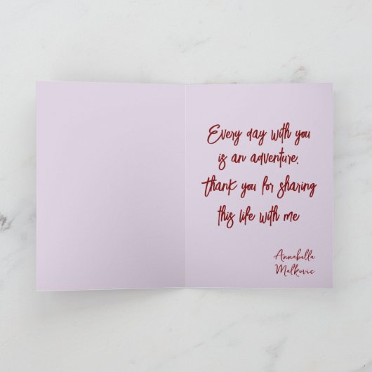 Gelukkige Valentijnsdag Hart en Rozen Roze kaart (Binnen)