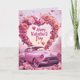 Gelukkige Valentijnsdag Hart en Rozen Roze kaart